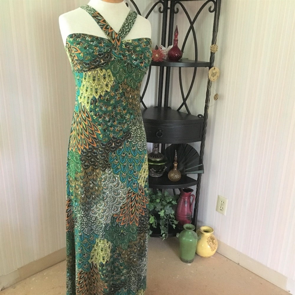 Body Central maxi halter dress, size M